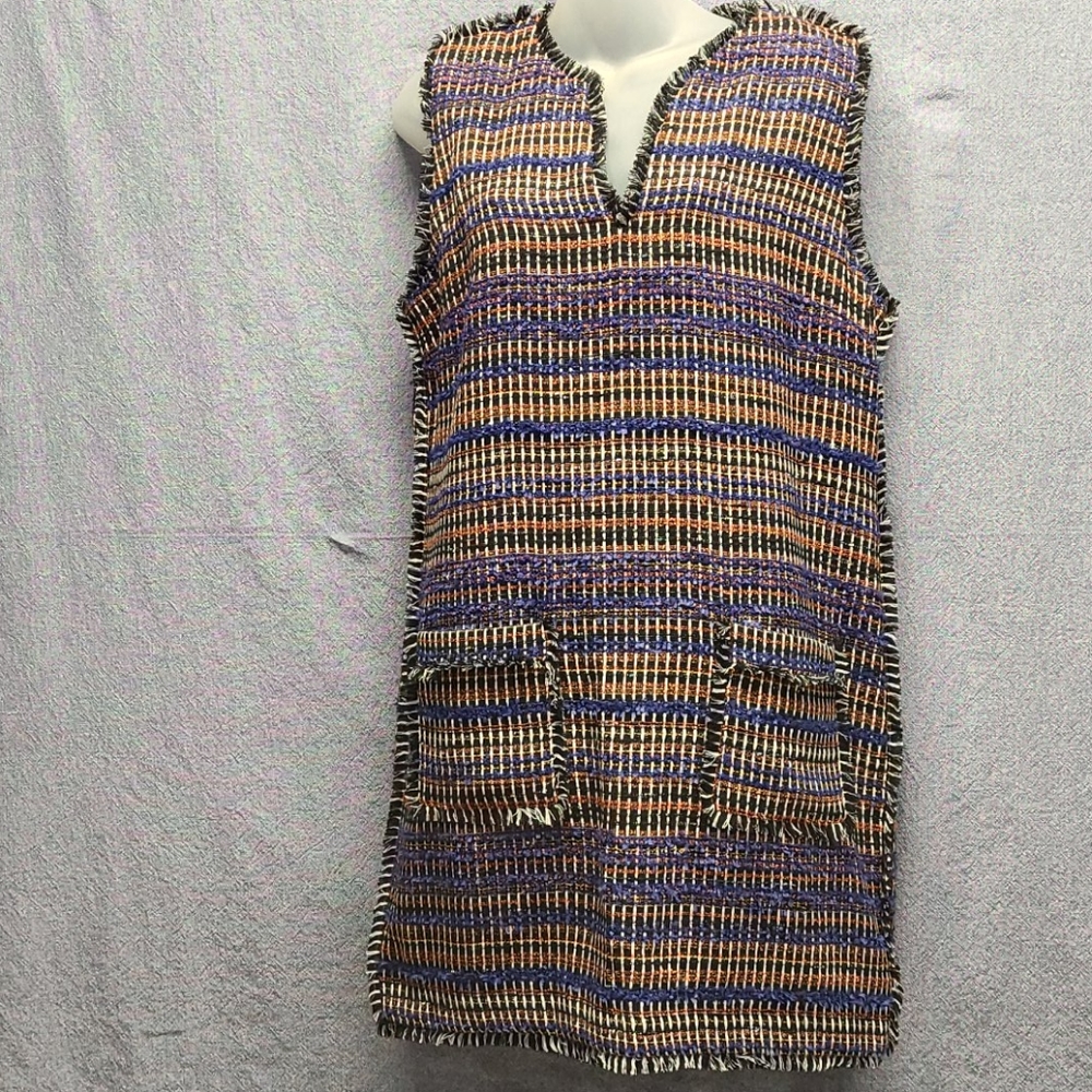 Rachel Zoe Fringed Tweed Shift Dress (Size 12)NWT